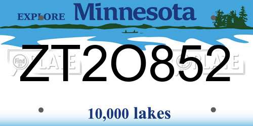 ZT2O852 Minnesota License Plate