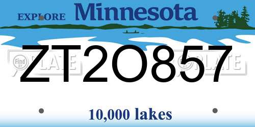 ZT2O857 Minnesota License Plate