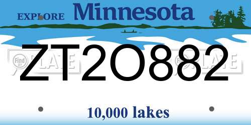 ZT2O882 Minnesota License Plate