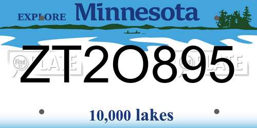 ZT2O895 Minnesota License Plate