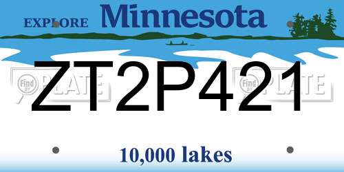 ZT2P421 Minnesota License Plate