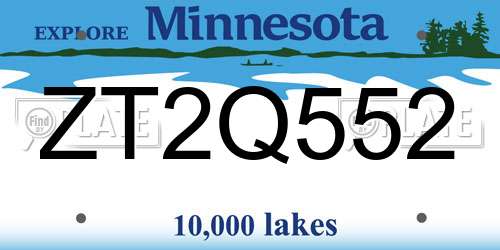 ZT2Q552 Minnesota License Plate