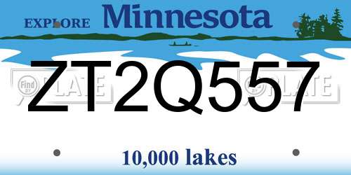 ZT2Q557 Minnesota License Plate