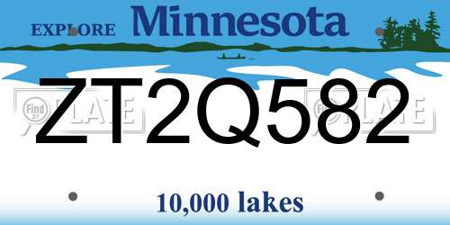 ZT2Q582 Minnesota License Plate