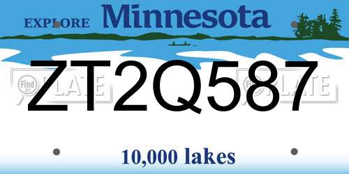 ZT2Q587 Minnesota License Plate