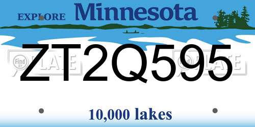 ZT2Q595 Minnesota License Plate