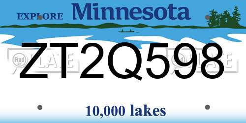 ZT2Q598 Minnesota License Plate