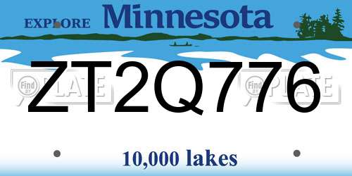 ZT2Q776 Minnesota License Plate