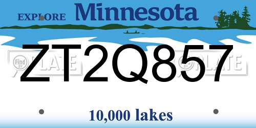 ZT2Q857 Minnesota License Plate