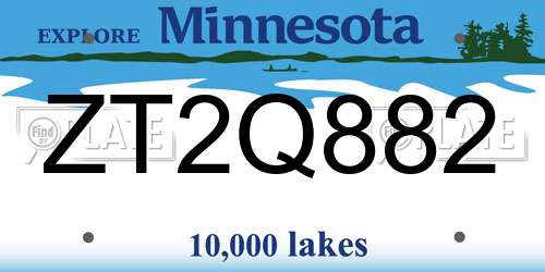 ZT2Q882 Minnesota License Plate