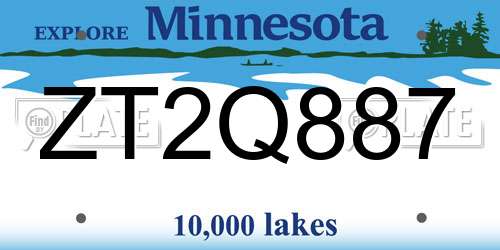 ZT2Q887 Minnesota License Plate