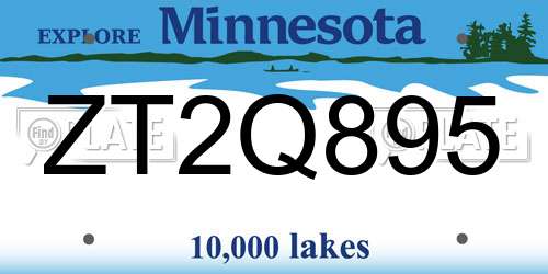 ZT2Q895 Minnesota License Plate