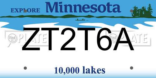 ZT2T6A Minnesota License Plate