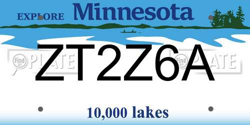 ZT2Z6A Minnesota License Plate