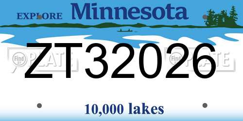 ZT32026 Minnesota License Plate