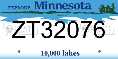 ZT32076 Minnesota License Plate