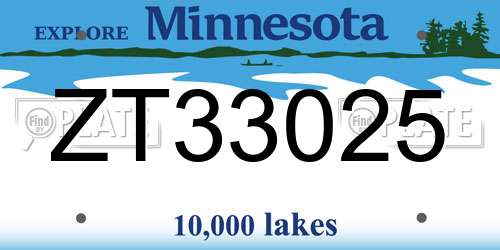 ZT33025 Minnesota License Plate