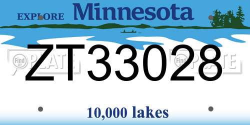 ZT33028 Minnesota License Plate