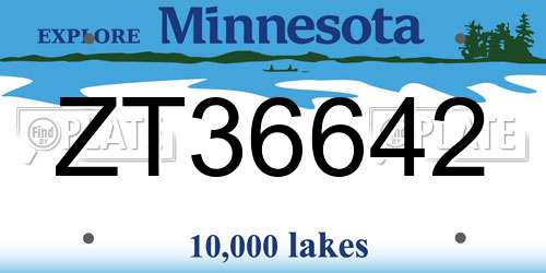 ZT36642 Minnesota License Plate