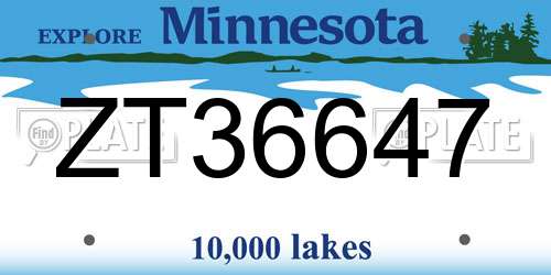 ZT36647 Minnesota License Plate