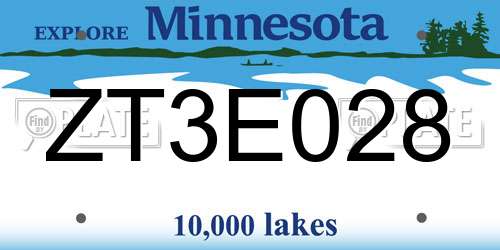ZT3E028 Minnesota License Plate