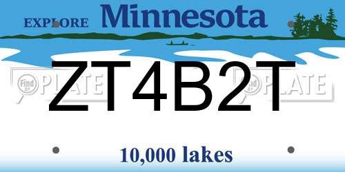 ZT4B2T Minnesota License Plate