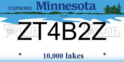 ZT4B2Z Minnesota License Plate