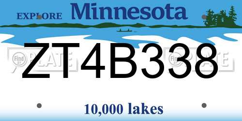 ZT4B338 Minnesota License Plate