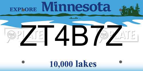 ZT4B7Z Minnesota License Plate