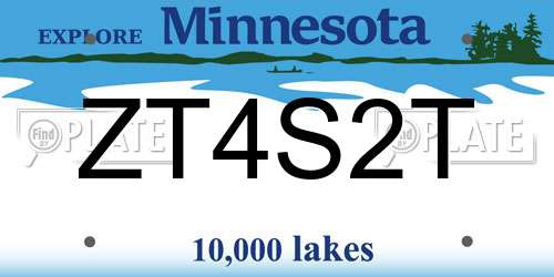 ZT4S2T Minnesota License Plate