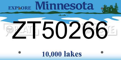 ZT50266 Minnesota License Plate