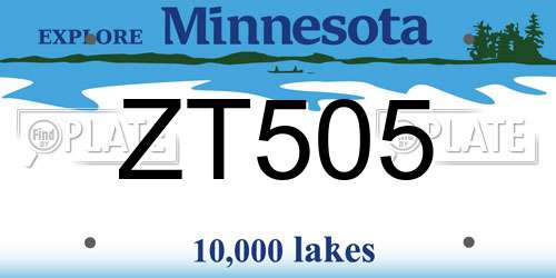 ZT505 Minnesota License Plate