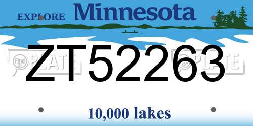 ZT52263 Minnesota License Plate