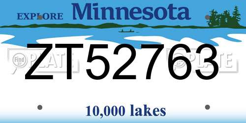ZT52763 Minnesota License Plate