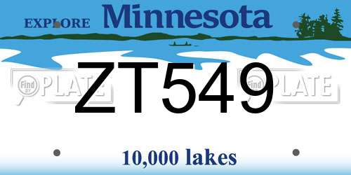 ZT549 Minnesota License Plate