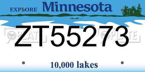 ZT55273 Minnesota License Plate