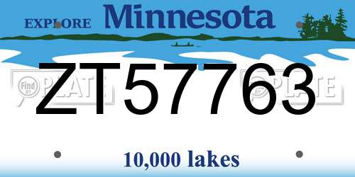 ZT57763 Minnesota License Plate
