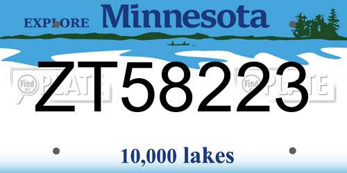 ZT58223 Minnesota License Plate