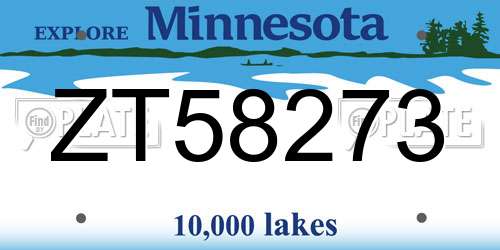 ZT58273 Minnesota License Plate
