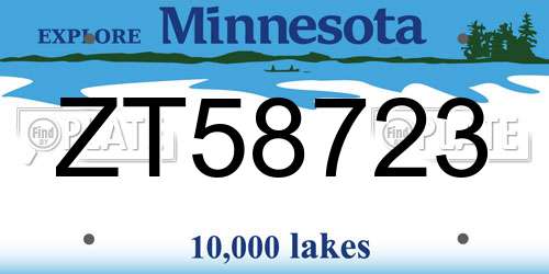 ZT58723 Minnesota License Plate