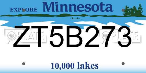 ZT5B273 Minnesota License Plate