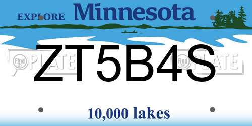 ZT5B4S Minnesota License Plate