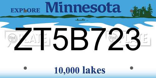 ZT5B723 Minnesota License Plate