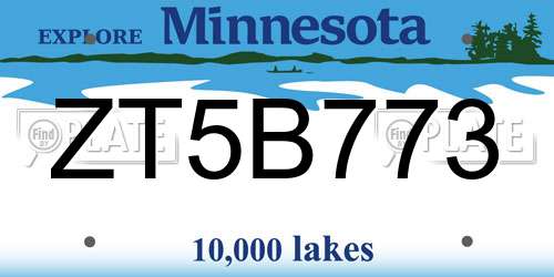 ZT5B773 Minnesota License Plate