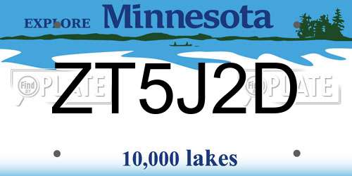 ZT5J2D Minnesota License Plate