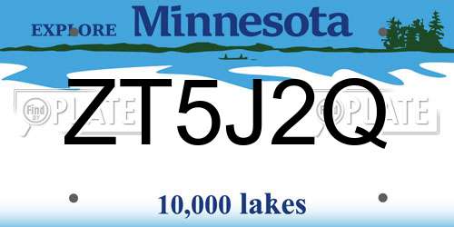 ZT5J2Q Minnesota License Plate