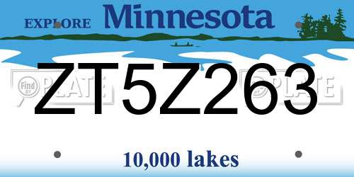 ZT5Z263 Minnesota License Plate