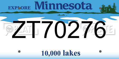 ZT70276 Minnesota License Plate
