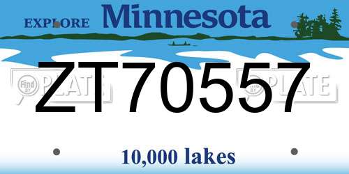 ZT70557 Minnesota License Plate
