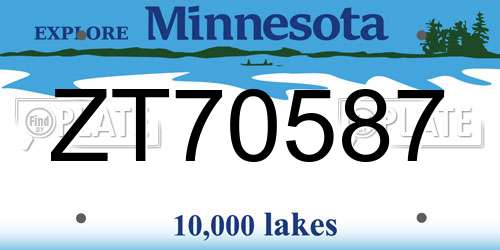 ZT70587 Minnesota License Plate